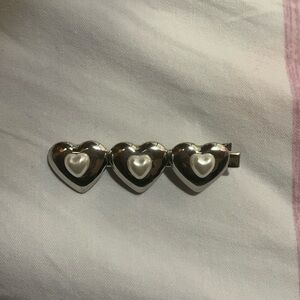 Other Stories Pearl Double Hearts Hairclip